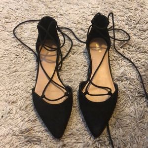 Lace up “suede” flats